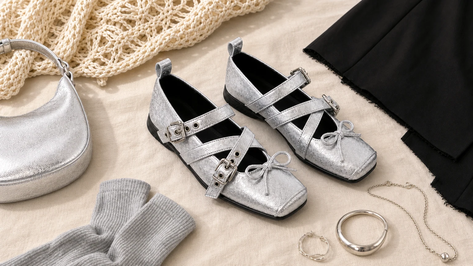 Ballerine Mary Jane in stile editoriale soft