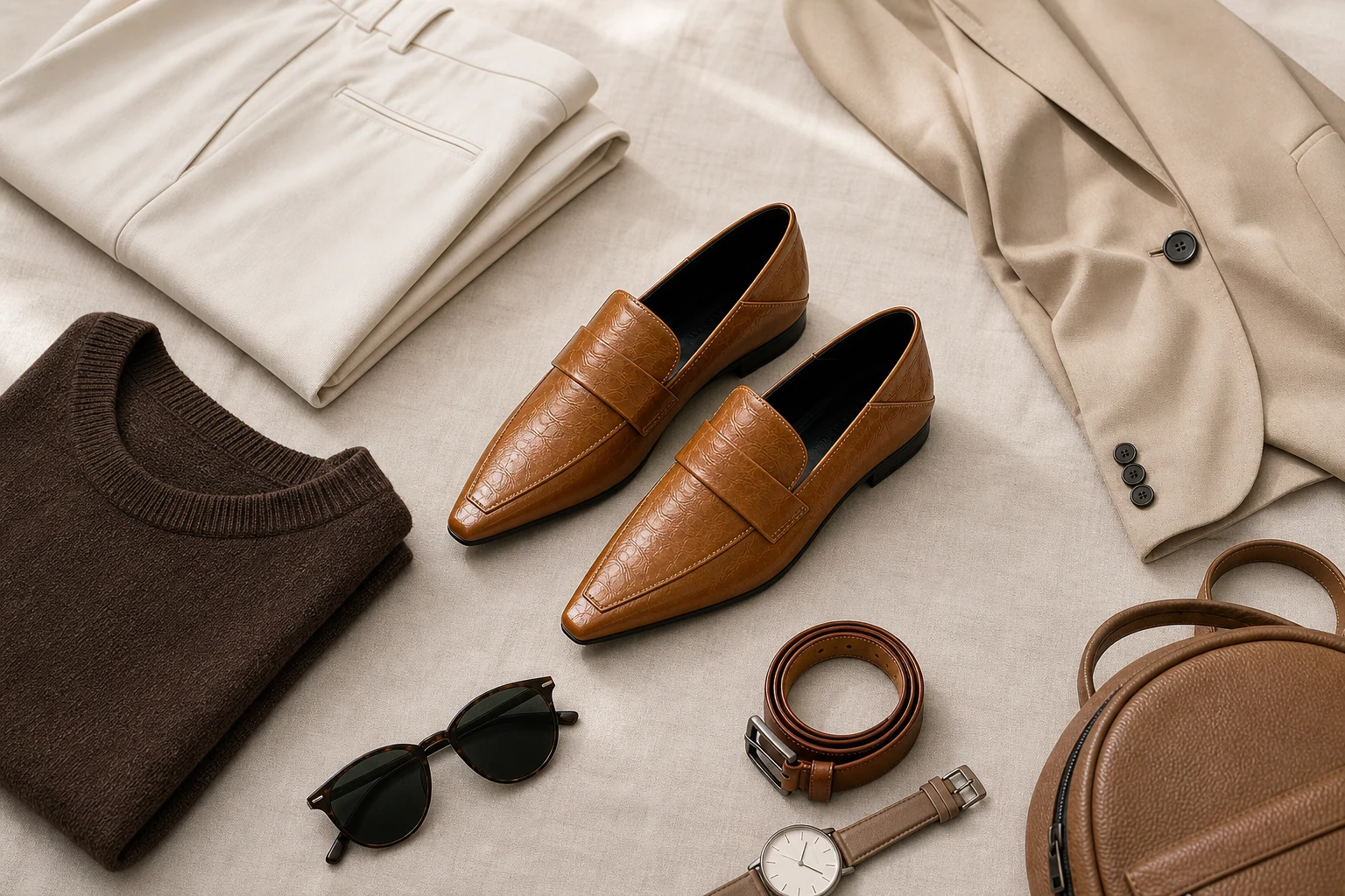 Slip-on low heel flats in a lifestyle setting