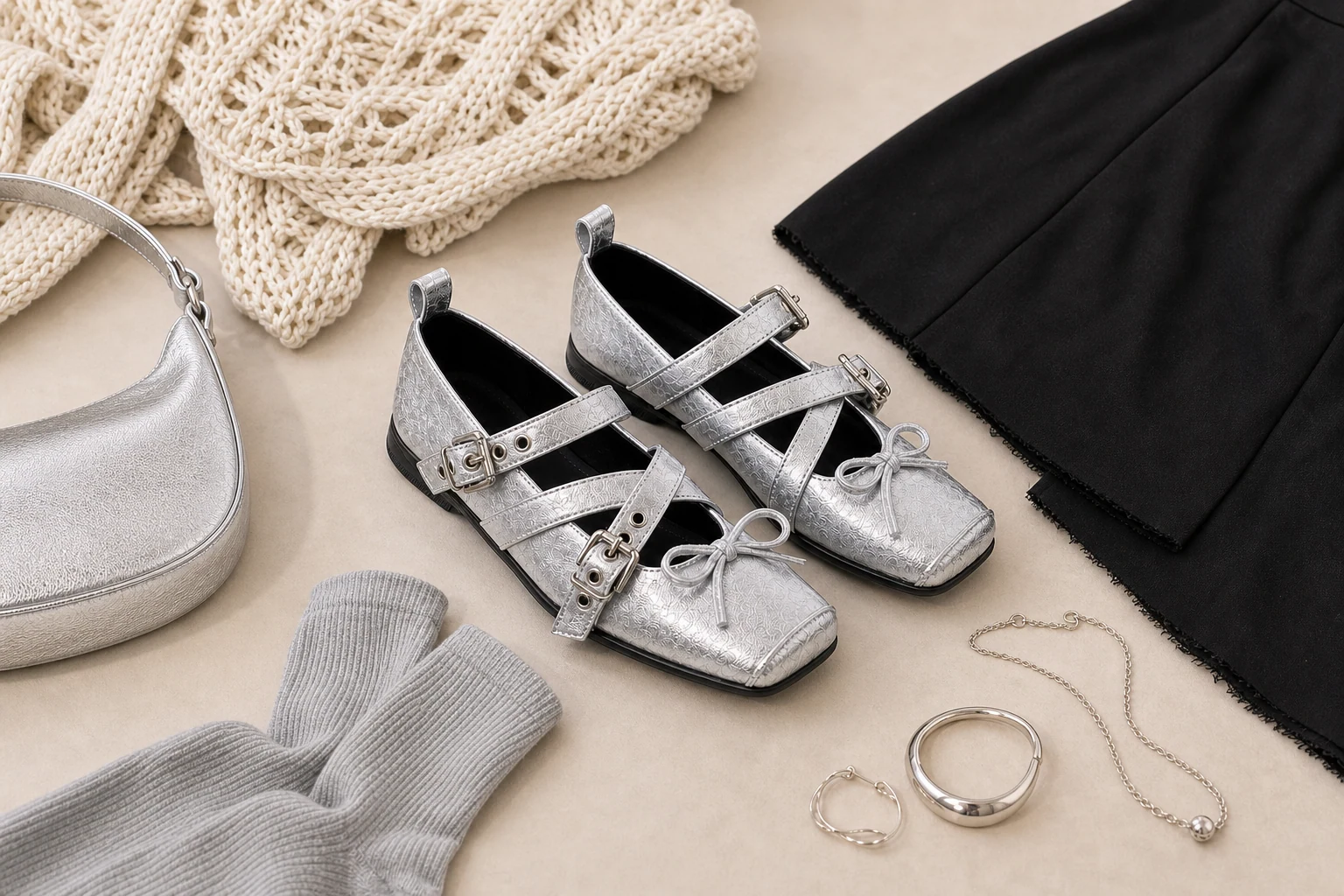 Mary Jane flats in una scena di lifestyle prodotto nel contesto