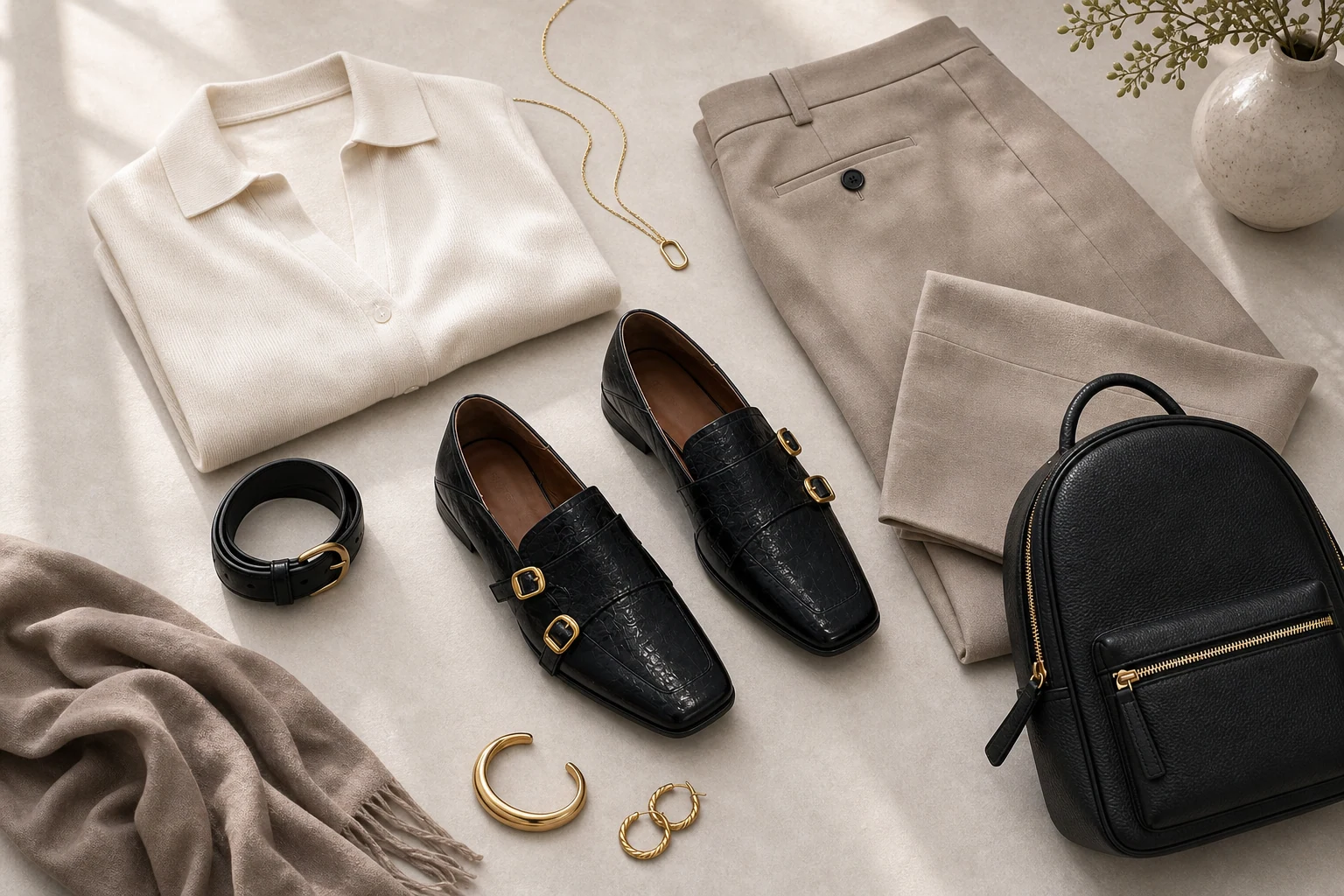 Mocassins à double bride inspirés d'une scène de style de vie en contexte de produit
