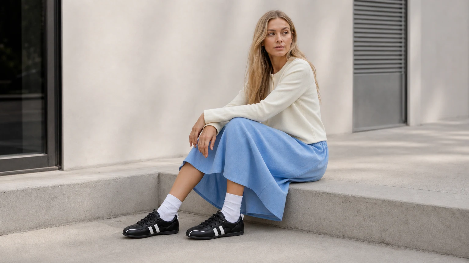 Ballerine stringate da donna realizzate in una scena di stile di vita orizzontale