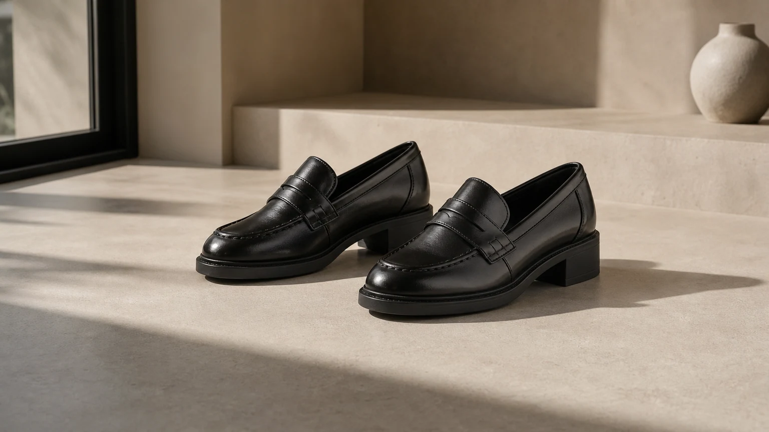 Chaussures décontractées élégantes à semelle plateforme, conçues dans une scène de style de vie horizontale