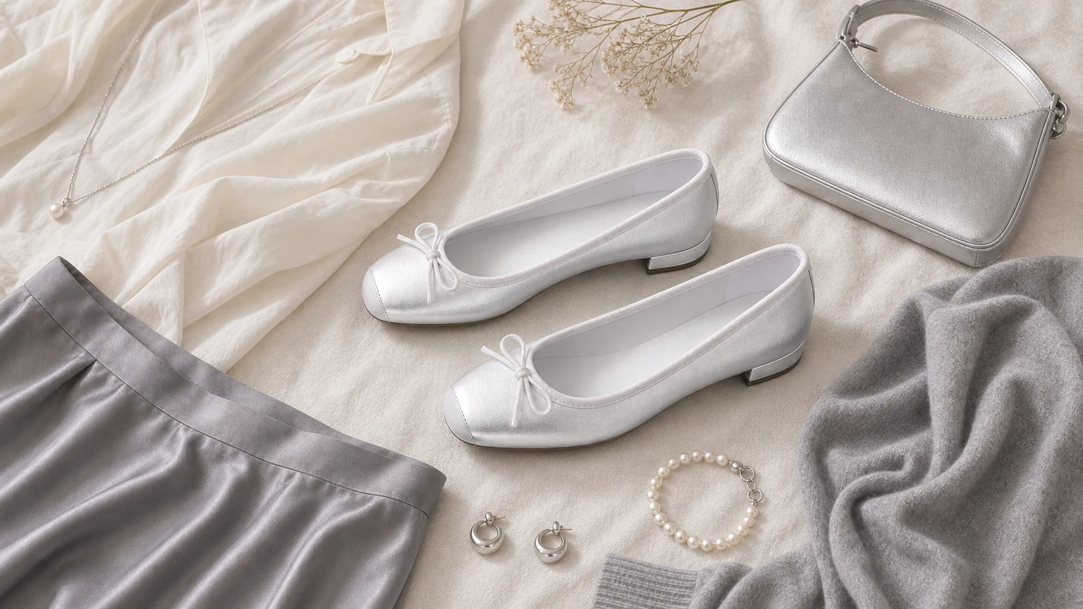 Ballerines souples à bout carré conçues dans une scène de style de vie horizontale