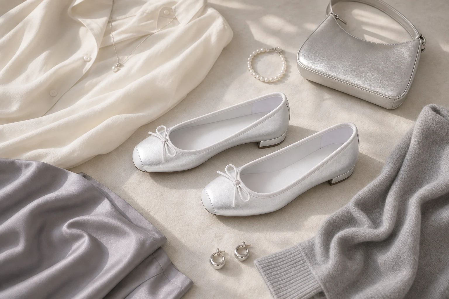 Scène de style de vie de chaussures plates souples à bout carré dans une garde-robe