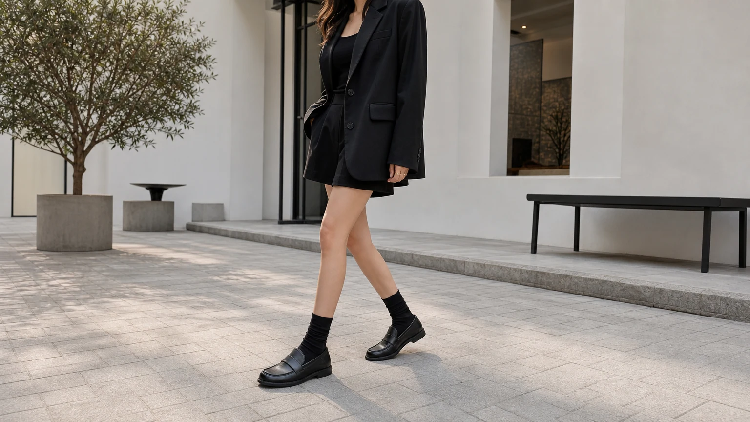 Timeless structured walking dress flats styled in a clean everyday scene