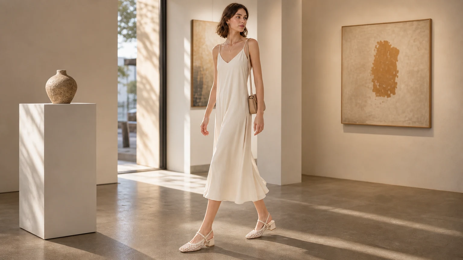 Zapatos destalonados transparentes con punta cuadrada diseñados en una cálida escena de estilo de vida
