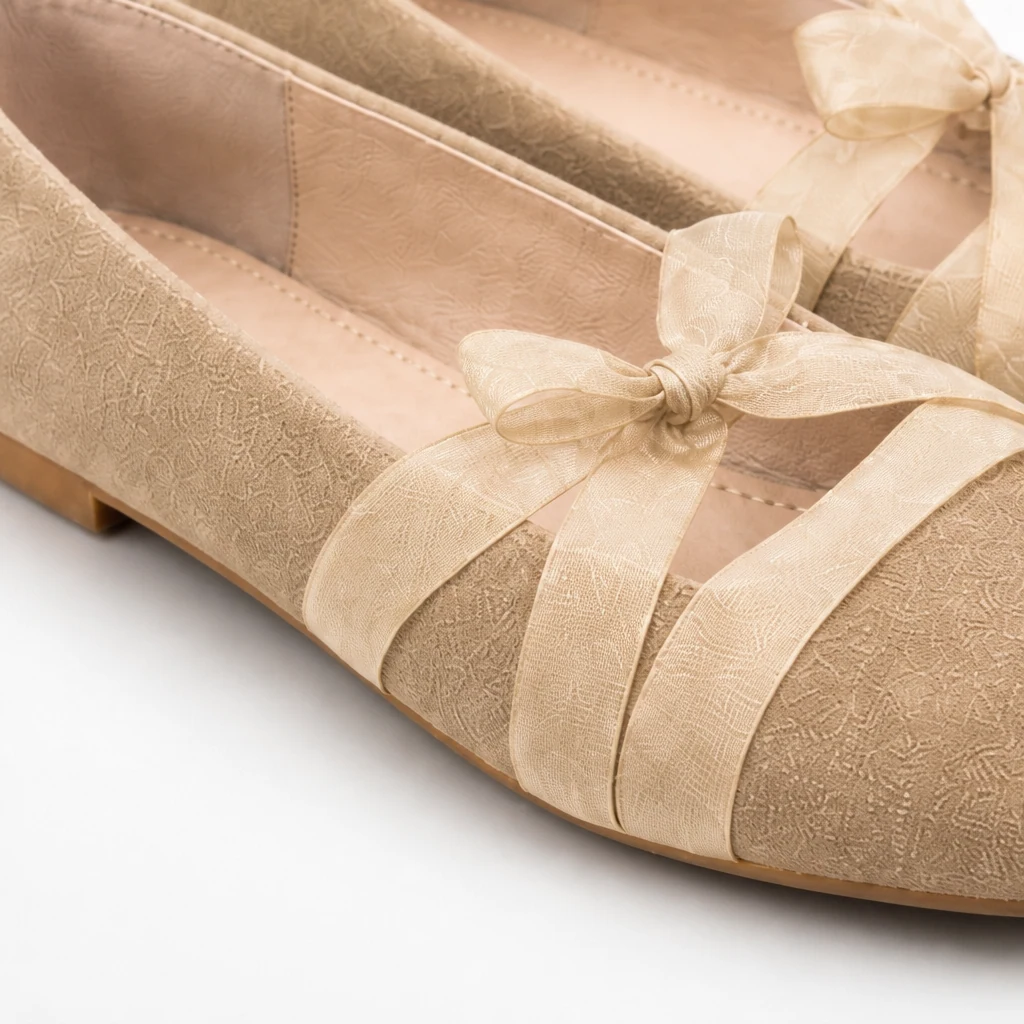 Dettaglio ravvicinato del materiale della ballerina e della costruzione dell'arco