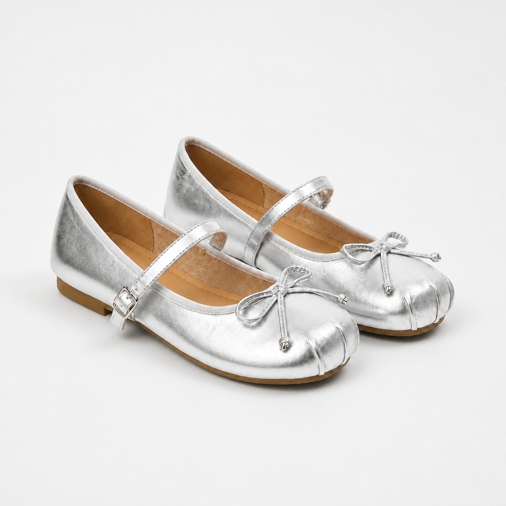 Ballerine argentate con punta tonda