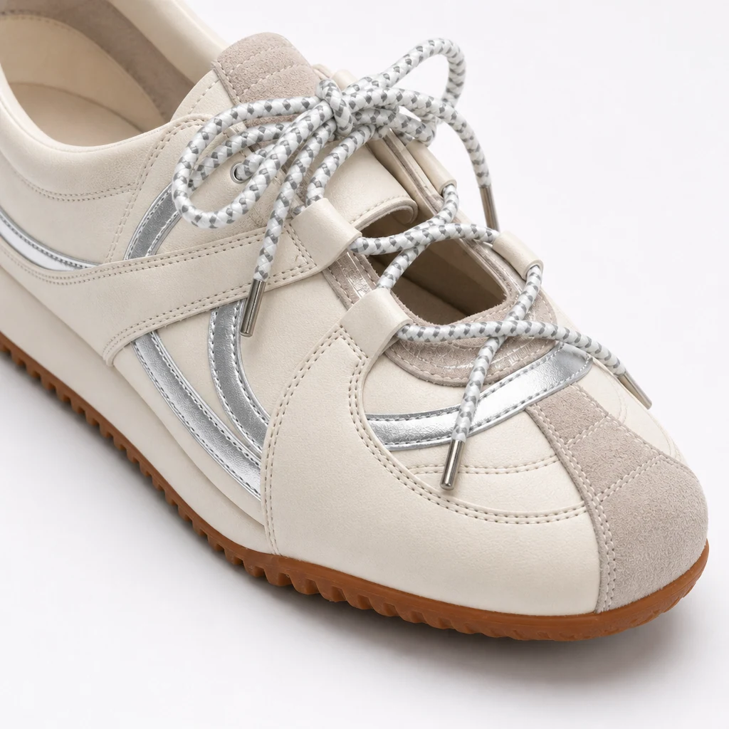 Gros plan sur le matériau et la construction de la chaussure inspirée du ballet